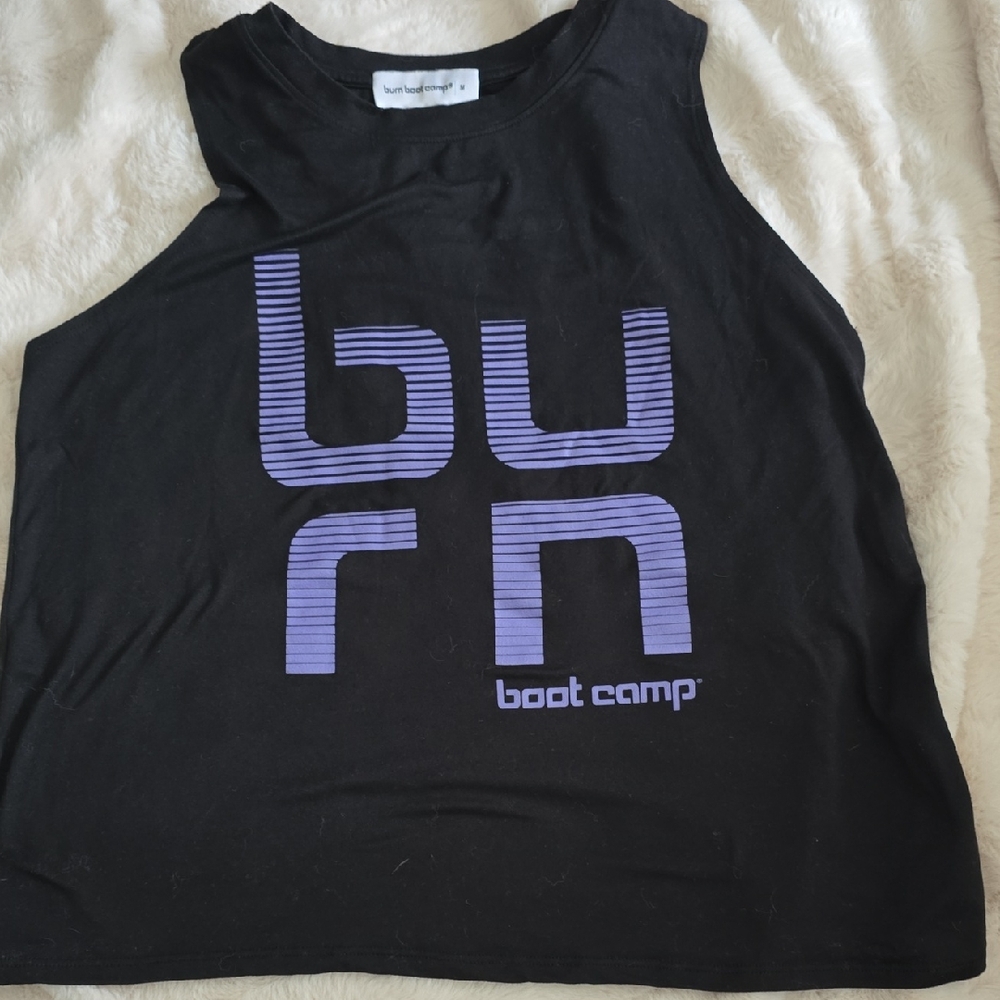 Burn Boot Camp Cropped Black Tank Top